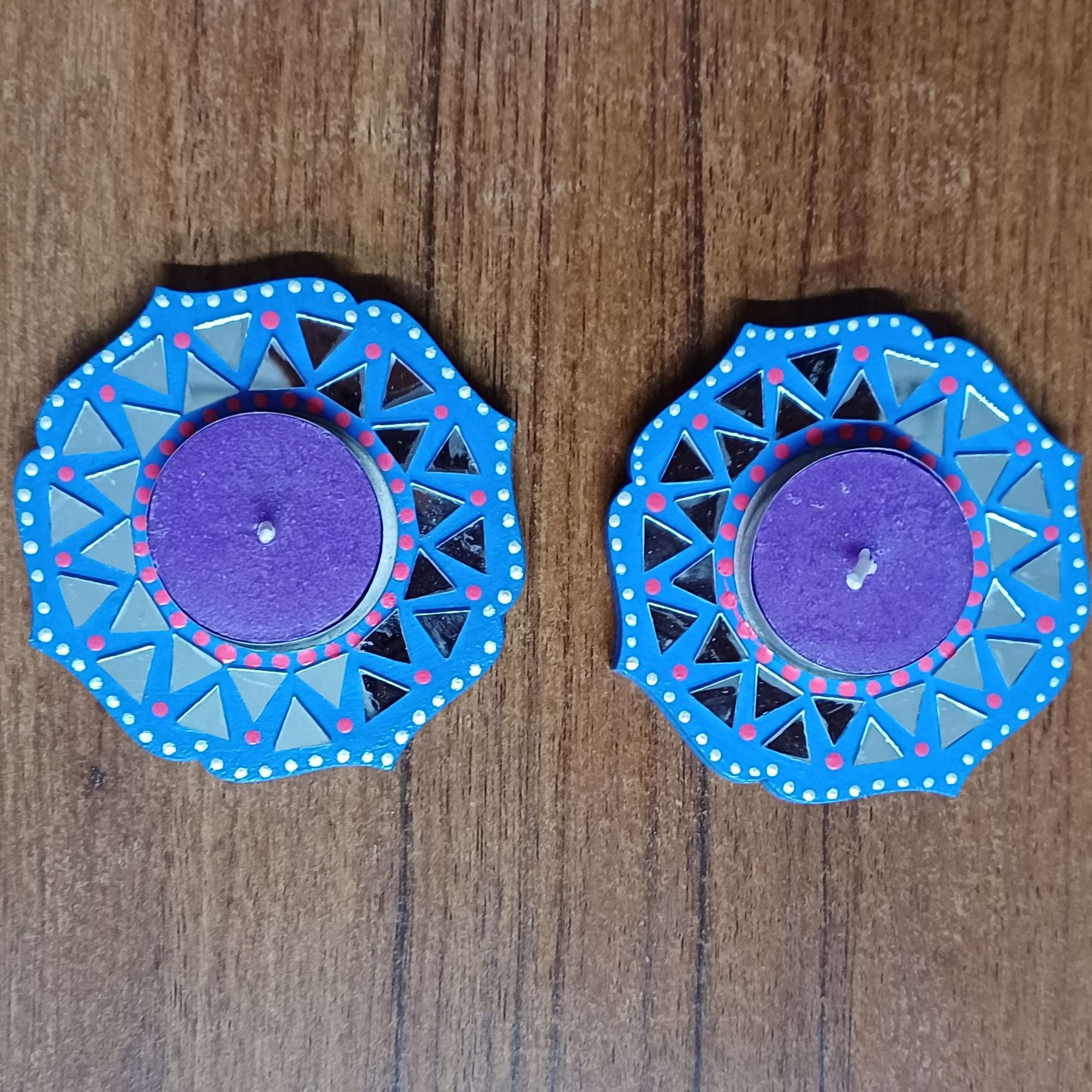 Handmade Tealight Candle Holder MDF Set of 2